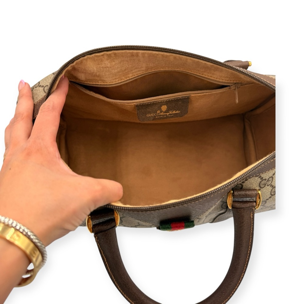 Vintage Gucci GG Supreme Boston Bag with Web Stripe - Picture 10 of 15